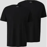 s.Oliver T-Shirt, aus Baumwolle im 2er-Pack, Herren, schwarz, XXL,