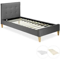 Homestyle4u Polsterbett Grau, Textil, 90x200 cm, Schlafzimmer, Betten, Polsterbetten