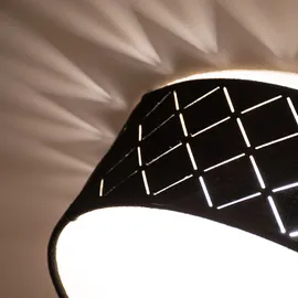 GLOBO RGB LED Deckenleuchte Textil schwarz gold, satiniert, Fernbedienung dimmbar, 2x 8,5w 806lm Warmweiß, Dxh 38x10 cm