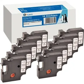 G&G Schriftband 40913 Schwarz auf Weiß 9mm x 7000mm 10 Blatt