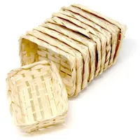 Lashuma Dekokorb Set 10 St eckige Flechtkörbe 15 x 11 x 4 cm beige