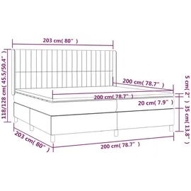 vidaXL Boxspringbett mit Matratze & LED Creme 200x200 cm Stoff