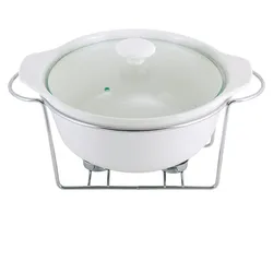 Kamille Speisewärmer aus Keramik 2,3 L Chafing Dish Buffet-Set Keramik-Chafer Buffetwärmer Warmhaltebehälter