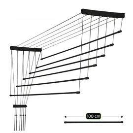 Kadax Deckenwäschetrockner, Wäschetrockner für die Decke 6, Stäbe, 100 cm, schwarz - Schwarz