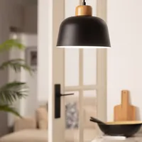 LEDKIA Wawak 1-flg. 60 cm rund schwarz Holz, Metall