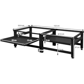 ML-Design Doppel Waschmaschinen-Untergestell mit 2 ausziehbaren Ablagen, Schwarz, bis 150 kg