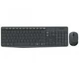 Logitech MK235, Volle Größe (100%), Kabellos, USB, AZERTY, Grau, Maus enthalten - Grau