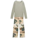 Tom Tailor Damen Pyjama-Set mit Muster, grün, Gemustert, Gr. M/38