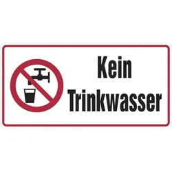 Hinweisschild, Kein Trinkwasser + Symbol, 200x400mm, Alu geprägt - 400x200x0.45 mm Aluminium geprägt