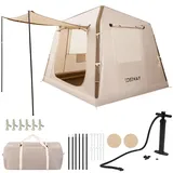 Costway Aufblasbares Zelt Familienzelt Braun/Khaki