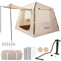 Costway Aufblasbares Zelt Familienzelt Braun/Khaki