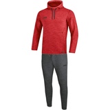 Jako Damen Jogginganzug Premium Basics mit Kapuzensweat, rot meliert, 42, M9629