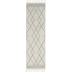 Myflair Möbel & Accessoires Hochflor-Läufer »Moroccan Design«, rechteckig, 24 mm Höhe, modern, marokkanisches Design, Rauten Muster, weich, mit Fransen Myflair Möbel & Accessoires weiß/grau B: 80 cm   1 St.