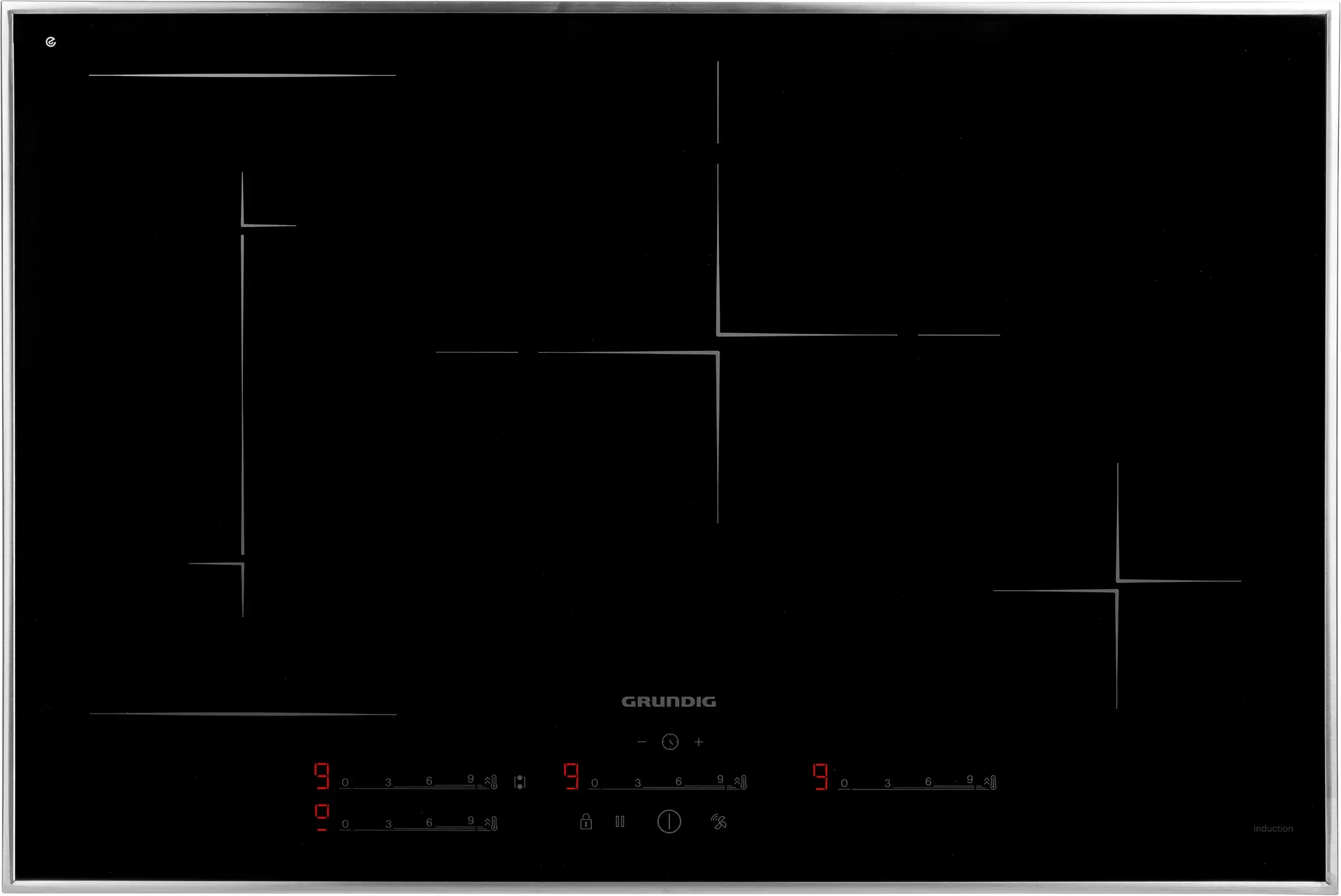 GRUNDIG Induktions-Kochfeld, Kochfelder, schwarzB:78,4cm H:0,48cm T:52,4cm