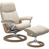 Stressless Stressless® Relaxsessel »Consul«, (Set, Relaxsessel mit Hocker), mit Hocker, mit Signature Base, Größe L, Gestell Eiche, beige