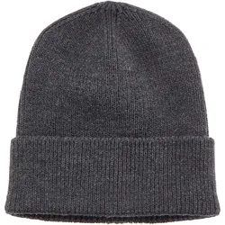 Strickmütze LASCANA "Beanie", Damen, grau (anthrazit), Kunstfaser, unifarben, casual,Basic,modisch, Mützen, mit Umschlag, Wintermütze, Herbstmütze, Mütze, Feinstrick