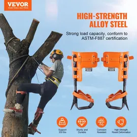 Vevor Baumkletterspikes-Set, 1 Paar Klettersporne aus legiertem Stahl mit Sicherheitsseil und Sicherheitsgurt, 350 lbs Tragkraft, Baumkletterausrüstung, Baumpflegeausrüstung für Kletterer, Obstpflücken, Orange