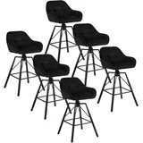 Woltu Barhocker 6er Set Barstuhl Mit Rückenlehne Samt Gepolstert Stoffsitz 360° Drehbar Bistrohocker Tresenhocker Mit Fußstütze 4 Beinen Schwarz