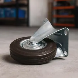 Wiltec Bockrollen Set 4x Transportrolle Ø125mm mit Vollgummirad, Metallfelge und Anbauplatte bis 100kg pro Rad, Apparaterollen Möbelrollen leiser...