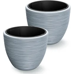 Blumentopf Rillen 2er-Set Grau Kunststoff 40x32cm