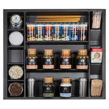 SOTech ORGA-BOX I Multi-Gewürzdoseneinsatz 513 x 473 x 28 mm Lavagrau Perlstruktur Multi-gewürzglaseinsatz Für Tandembox Antaro / Intivo, Modernbox 60er Schrank Schubladeneinsatz