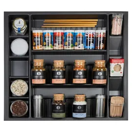 SOTech ORGA-BOX I Multi-Gewürzdoseneinsatz 513 x 473 x 28 mm Lavagrau Perlstruktur Multi-gewürzglaseinsatz Für Tandembox Antaro / Intivo, Modernbox 60er Schrank Schubladeneinsatz