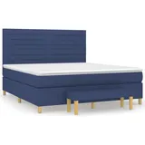 vidaXL Boxspringbett mit Matratze Blau 180x200 cm Stoff