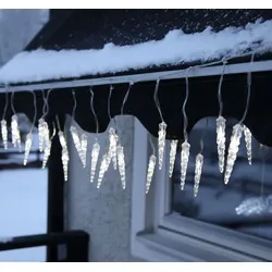 LED Lichterkette Eiszapfen - 20 Eiszapfen - kaltweiße LED - L: 2,85m - Batterie ...