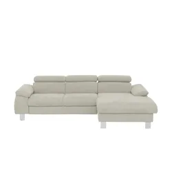 uno Ecksofa aus Velours Micky ¦ creme ¦ Maße (cm): B: 244 H: 72 T: 166.0
