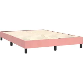 vidaXL Boxspringbett mit Matratze Rosa 140x200 cm Samt