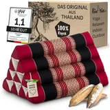 livasia Keilkissen Dreieckskissen (Classic) - 30x50x30cm, Kapok, vegan, handgefertigt rot|schwarz