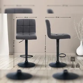 CLP 2er Set Barhocker Calma Stoff I Höhenverstellbarer Barstuhl Mit Metallgestell I Thekenhocker Mit Integrierter Fußstütze