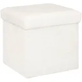 Atmosphera Pouf Ezzio Holz 38 x 38 x 38 cm Weiß