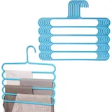 8er-pack 5-lagige Hosenbügel, Mehrlagige Hosenbügel, Rutschfester Kunststoff-aufbewahrungs-organizer Für Hosen, Jeans, Hosen, Krawatten, Socken, Schal (blau)