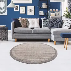 Teppich CARPET CITY "Art 2231", braun (mokka), H:7mm Ø:120cm, Polypropylen, Teppiche, Kurzflor, Streifen-Muster, ideal für Flur & Diele