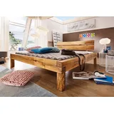 Balkenbett Wildeiche 140x200x85 natur geölt JANGALI #610