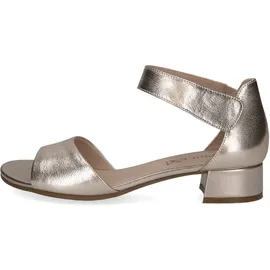 CAPRICE Damen Sandalen mit Absatz aus Leder mit Riemchen, Metallisch (Platin Metal.), 36 EU / 3,5 UK