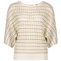 Zero Damen Streifen-Pullover mit Lochmuster, Beige, 36