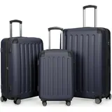 HAUPTSTADTKOFFER - Spree - Kofferset 3tlg Hartschalenkoffer Reisekoffer mit Erweiterung Trolley-Set, TSA, 4 Rollen, S M & L,Dunkelblau - Dunkelblau