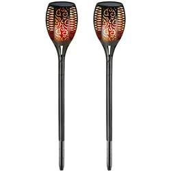Monzana LED Gartenfackel Solar 2er Set Flammenlicht Solarleuchte Gartenleuchte