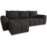 Sofnet Ecksofa Cleo L mit Schlaffunktion - Sofa mit Bettkasten, Polsterecke, Couchgarnitur, Eckcouch, Couch, Sofagarnitur - Ottomane Universal Schwarz (Soro 100))
