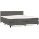 vidaXL Boxspringbett mit Matratze Dunkelgrau 160x200 cm Samt1348966