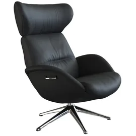 flexlux Relaxsessel FLEXLUX "Fernsehsessel More, ergonomisch, drehbar, robuster Fuß, Scandi", schwarz (deep schwarz), B:90cm H:107cm T:89cm, 100% Echtleder, Sessel, Relaxsessel, Premium Komfort, Rücken- und Kopfteilverstellung, Drehbar, Fuß Alu