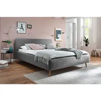 Meise Möbel meise.möbel Polsterbett Mattis 160 x 200 cm Stoff Grau Hellgrau