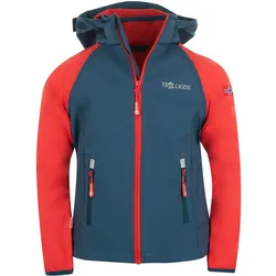 Kinder Softshelljacke Rondane Wasserabweisend Hellrot / Blau Gr. 164 - 14 Jahre