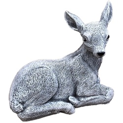 Stone and Style Gartenfigur Steinfigur kleines Reh frostfest Steinguss grau
