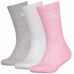 PUMA Kinder Socken, 3er Pack - Sport Junior, Frottee-Sohle, Rippbündchen, Logo Rosa 31-34
