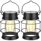 Garten Solarlampen für Outdoor Hängende Solar Laterne,Solarbaby IP65 Wasserdichte Outdoor Solar Laterne mit Realistic Flame Effect,SolarGarten Lichter für Garten Yard Balkon Außendekoration,2 of Pack