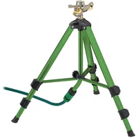 Relaxdays Sprinkler mit Teleskop-Stativ, Sprühradius bis 9 m, Sektorenregner Metall, 360°, Impulsregner, grün/schwarz