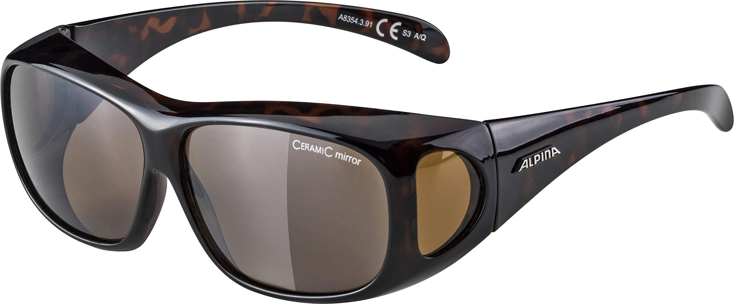 ALPINA OVERVIEW - Verspiegelte und Bruchsichere OTG Sonnenbrille Mit 100% UV-Schutz Für Erwachsene, havana, One Size